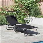 vidaXL Opvouwbare zonnebed Zwart 190 x 57 x 81 cm oxford
