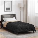 vidaXL Winter Dekbed Zwart en Taupe 200 x 135 cm Microfiber
