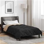 vidaXL Zomerdekbed Zwart en Taupe 220 x 140 cm Microfiber
