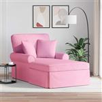 vidaXL Chaise Lounge met Rok met kussen met kussen 3 pcs Roze Stof