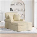 vidaXL Chaise Lounge met Rok met kussen met kussen 3 pcs Crème Stof