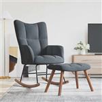 vidaXL Schommelstoel met voetensteun 2 pcs Donkergrijs Fluweel