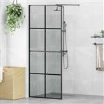 vidaXL Inloop Douche Wand Zwart 80 x 195 cm gehard glas