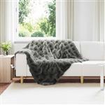 vidaXL Neppels Konijnenbont Deken Olite 4 pcs Donkergrijs 130 x 150 cm