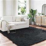 vidaXL Nep Schapenvacht Tapijt Tafalla Zwart 240 x 240 cm Polyester