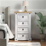 vidaXL Nachtkastje Corona Wit 53 x 39 x 84 cm Massief grenenhout