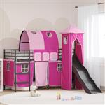 vidaXL Loftbed voor Kids Zwart en Roze 99,5 x 190 cm Metaal