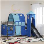 vidaXL Loftbed voor Kids Zwart en Blauw 99,5 x 200 cm Metaal