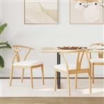 vidaXL Eetkamerstoel 2 pcs Natuurlijk en Licht Massief Rubberhout