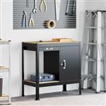 vidaXL Werkbanken met lade met slot Zwart 90 x 49 x 91 cm Bewerkt hout