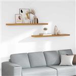 vidaXL Wandplank met opslag 2 pcs Beige 120 x 23,5 x 4 cm Bewerkt hout