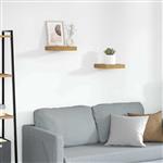 vidaXL Wandplank met opslag 2 pcs Beige 23 x 23,5 x 4 cm Bewerkt hout