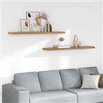 vidaXL Wandplank met opslag 2 pcs Bruin 120 x 23,5 x 4 cm Bewerkt hout