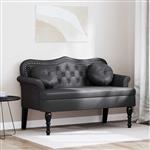 vidaXL Chesterfield Bank met kussen Zwart 120,5 x 65 x 75 cm Nep Leer