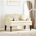 vidaXL Chesterfield Bank met kussen Crème 120,5 x 65 x 75 cm Nep Leer