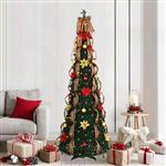 vidaXL Kunstkerstboom met 200 LED met standaard Groen 215 cm PVC
