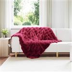 vidaXL Neppels Konijnenbont Deken Olite 4 pcs Bordeaux Rood Polyester