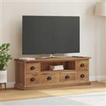 vidaXL TV-standaard met lade Naturel 110 x 30 x 40 cm Massief Teakhout