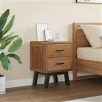 vidaXL Nachtkastje met lade Naturel 40 x 35 x 55 cm Massief Teakhout