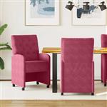 vidaXL Dining Stoelen met Wielen 2 pcs Wijnrood 58 x 67 x 97 cm
