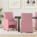 vidaXL Dining Stoelen met Wielen 2 pcs Roze 58 x 67 x 97 cm Fluweel
