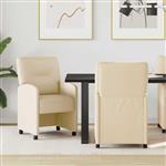 vidaXL Dining Stoelen met Wielen 2 pcs Crème 57 x 67 x 95 cm Stof