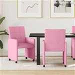 vidaXL Dining Stoelen met Wielen 2 pcs Roze 58 x 65 x 94 cm Stof