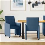 vidaXL Dining Stoelen met Wielen 2 pcs Blauw 58 x 65 x 94 cm Stof