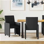 vidaXL Dining Stoelen met Wielen 2 pcs Zwart 58 x 65 x 94 cm Stof