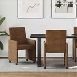 vidaXL Eetkamerstoelen met Wieltjes 2 pcs Bruin 57 x 66 x 94 cm