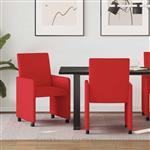 vidaXL Eetkamerstoelen met Wieltjes 2 pcs Rood 57 x 66 x 94 cm