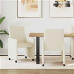 vidaXL Eetkamerstoelen met Wieltjes 2 pcs Crème 57 x 66 x 94 cm