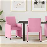 vidaXL Eetkamerstoelen met Wieltjes 2 pcs Roze 57 x 66 x 94 cm Stof