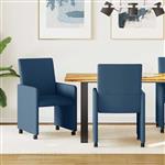 vidaXL Eetkamerstoelen met Wieltjes 2 pcs Blauw 57 x 66 x 94 cm Stof