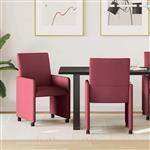 vidaXL Eetkamerstoelen met Wieltjes 2 pcs Wijnrood 57 x 66 x 94 cm