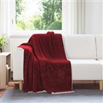 vidaXL Gooi Deken Bordeaux Rood 130 x 150 cm Fleece