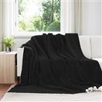 vidaXL Gooi Deken Zwart 240 x 270 cm Fleece