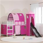 vidaXL Loftbed voor Kids Wit en Roze 99,5 x 200 cm Metaal
