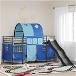 vidaXL Loftbed voor Kids Zwart en Blauw 90 x 200 cm Metaal