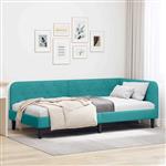 vidaXL Hoekbedframe met hoofdeinde Turquoise 90 x 190 cm Fluweel