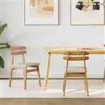 vidaXL Eetkamerstoel 2 pcs Natuurlijk en Licht Massief Rubberhout