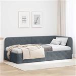 vidaXL Hoekbedframe Donkergrijs 90 x 190 cm Fluweel