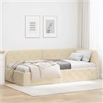 vidaXL Hoekbedframe Crème 90 x 190 cm Stof