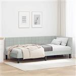 vidaXL Hoekbedframe met hoofdeinde Lichtgrijs 90 cm x 200 cm Fluweel