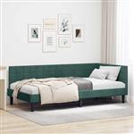 vidaXL Hoekbedframe met hoofdeinde Donkergroen 90 cm x 190 cm Fluweel