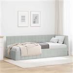 vidaXL Hoekbedframe met hoofdeinde Lichtgrijs 80 cm x 200 cm Fluweel