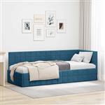 vidaXL Hoekbedframe met hoofdeinde Blauw 80 cm x 200 cm Fluweel