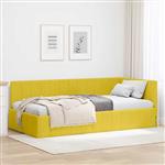 vidaXL Hoekbedframe met hoofdeinde Geel 90 cm x 200 cm Fluweel