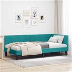 vidaXL Hoekbedframe met hoofdeinde Turquoise 90 cm x 190 cm Fluweel