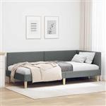 vidaXL Hoekbedframe Donkergrijs 90 cm x 200 cm Stof en multiplex